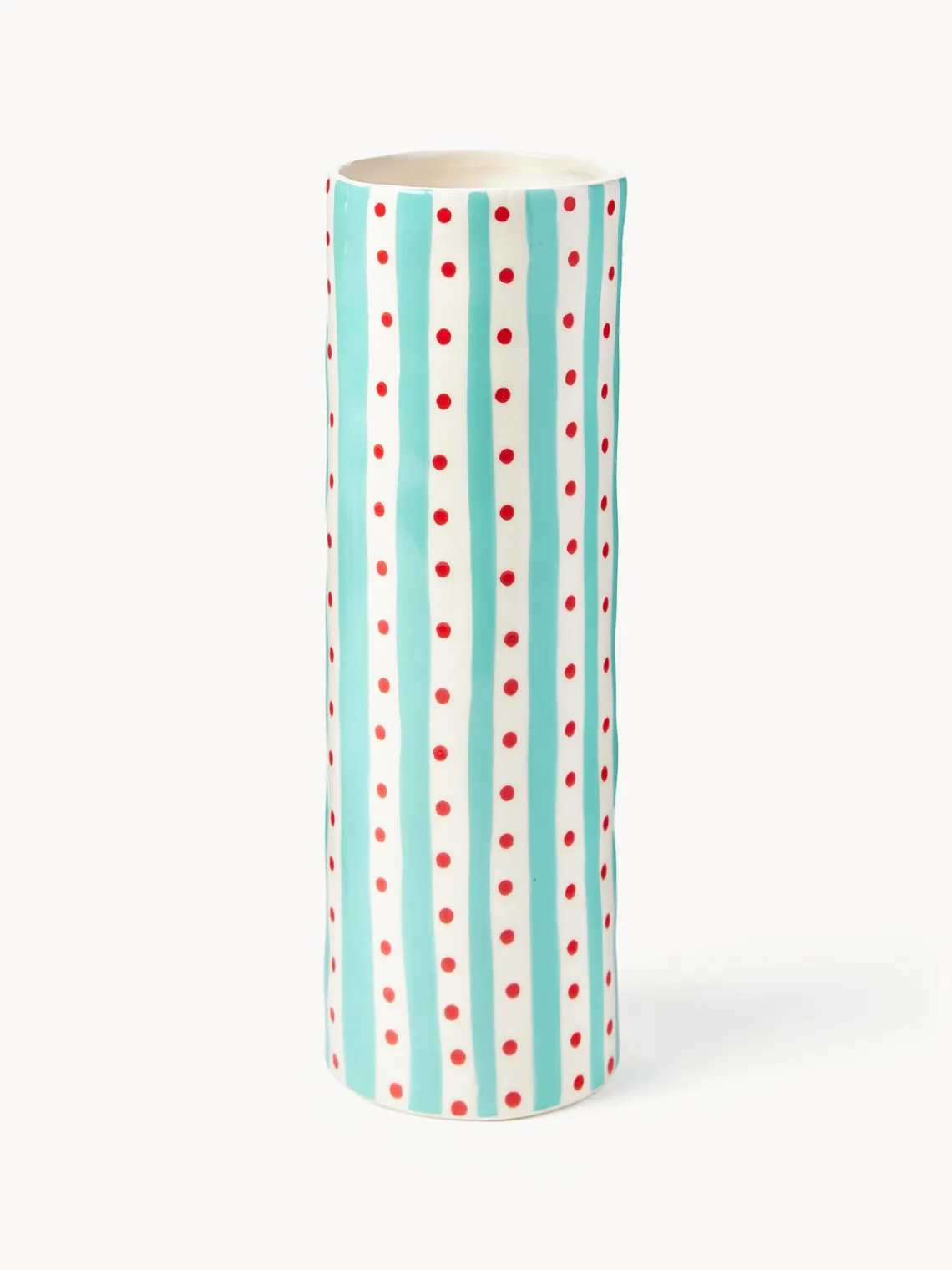 Clearance &k Amsterdam Vase en porcelaine fait main Clash, haut. 24 cm Bleu ciel, rouge, blanc cassé