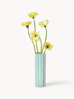 Clearance &k Amsterdam Vase en porcelaine fait main Clash, haut. 24 cm Bleu ciel, rouge, blanc cassé