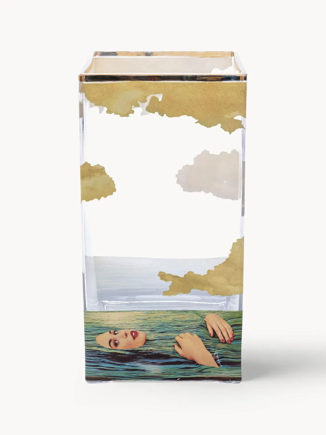 New SELETTI Vase en verre design , haut. 30 cm Sea Girl