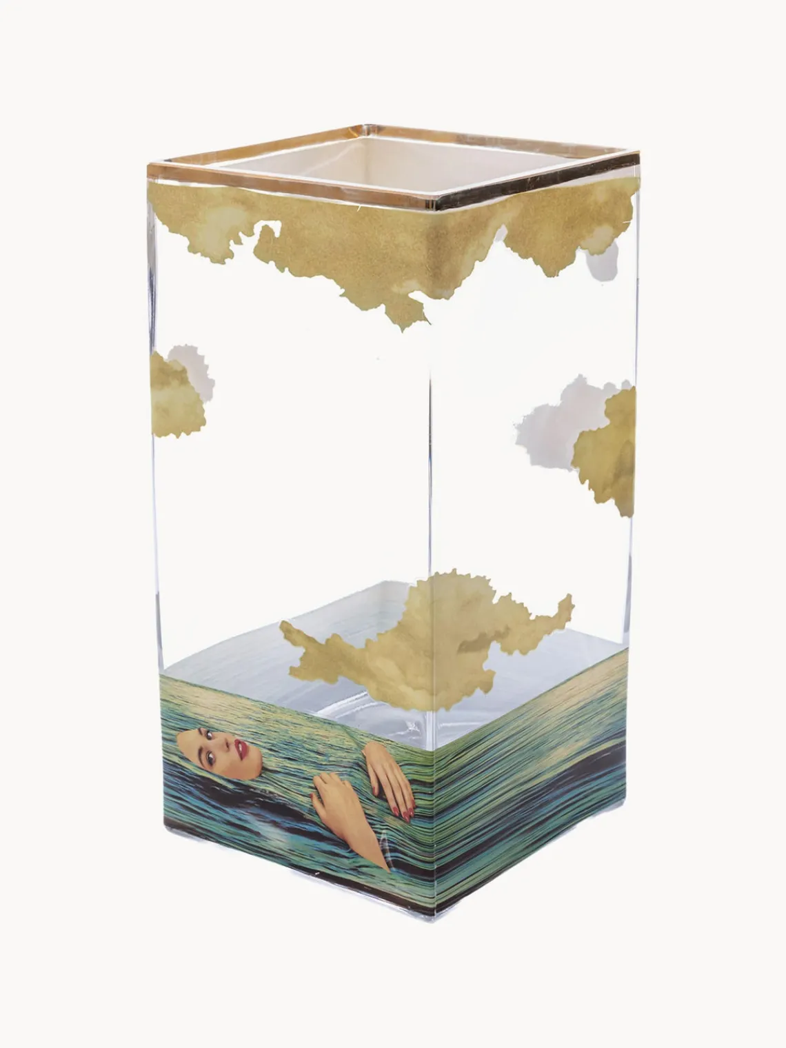 New SELETTI Vase en verre design , haut. 30 cm Sea Girl