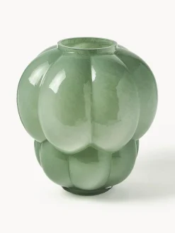 Clearance AYTM Vase en verre soufflé bouche Uva, haut. 35 cm Vert sauge, haute brillance