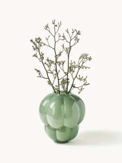 Clearance AYTM Vase en verre soufflé bouche Uva, haut. 35 cm Vert sauge, haute brillance