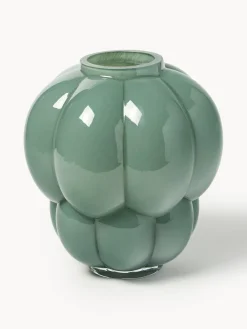 Best AYTM Vase en verre soufflé bouche Uva, haut. 28 cm Vert sauge, haute brillance