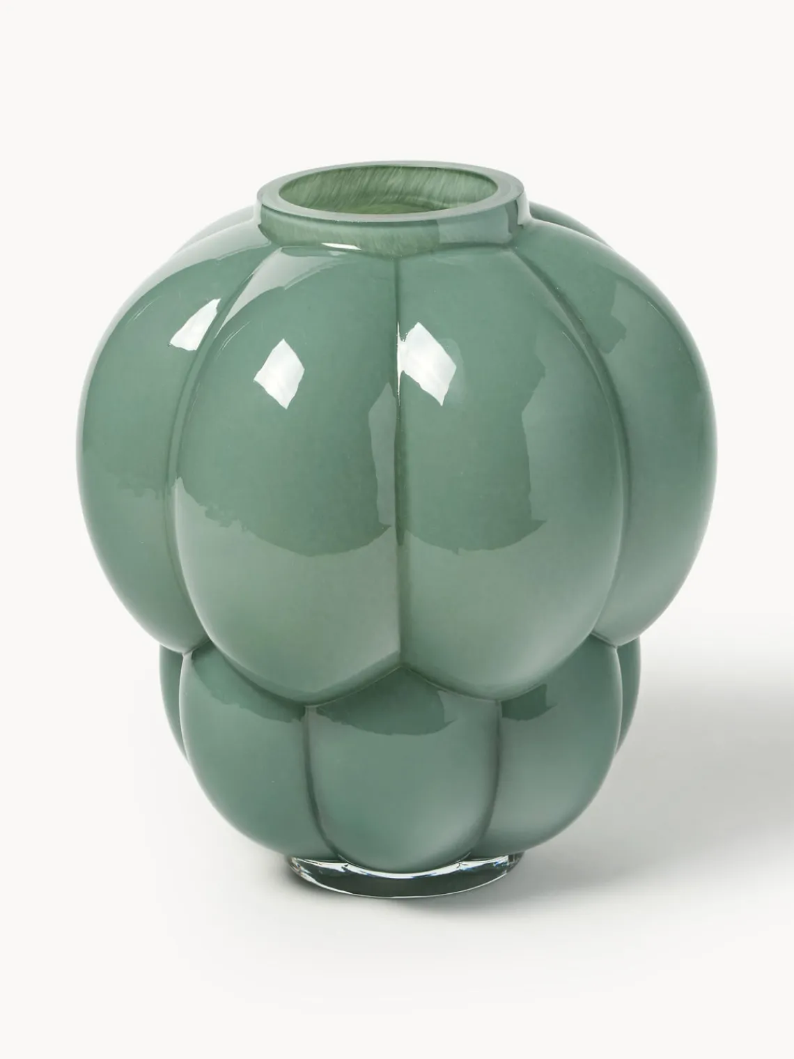 Best AYTM Vase en verre soufflé bouche Uva, haut. 28 cm Vert sauge, haute brillance