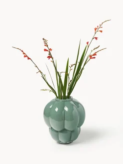 Best AYTM Vase en verre soufflé bouche Uva, haut. 28 cm Vert sauge, haute brillance