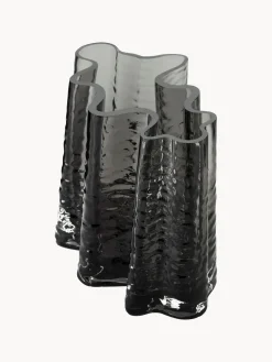 Outlet Cooee Design Vase en verre soufflé bouche Gry, haut. 19 cm Anthracite, translucide