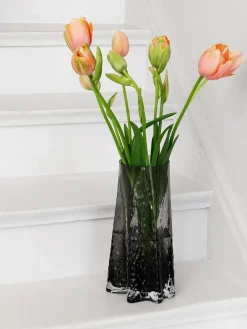 Clearance Cooee Design Vase en verre soufflé bouche Gry, haut. 30 cm Anthracite, translucide