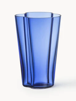 Discount iittala Vase en verre soufflé bouche Aalto, haut. 22 cm Bleu, transparent