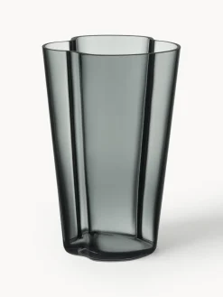 Outlet iittala Vase en verre soufflé bouche Aalto, haut. 22 cm Gris foncé, transparent