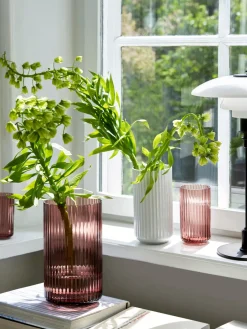 Best Lyngby Porcelaen Vase en verre soufflé bouche Lyngby, haut. 25 cm Rouge corail, transparent
