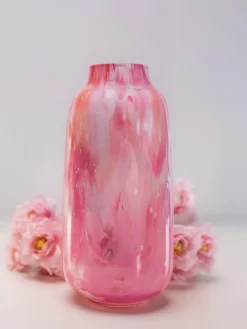 Sale ANNA VON LIPA Vase en verre soufflé bouche Meadows, haut. 26 cm Tons roses