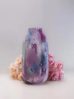 Outlet ANNA VON LIPA Vase en verre soufflé bouche Meadows, haut. 26 cm Tons roses et bleus