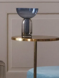 Hot AYTM Vase en verre soufflé bouche Torus, haut. 20 cm Bleu, gris foncé, transparent