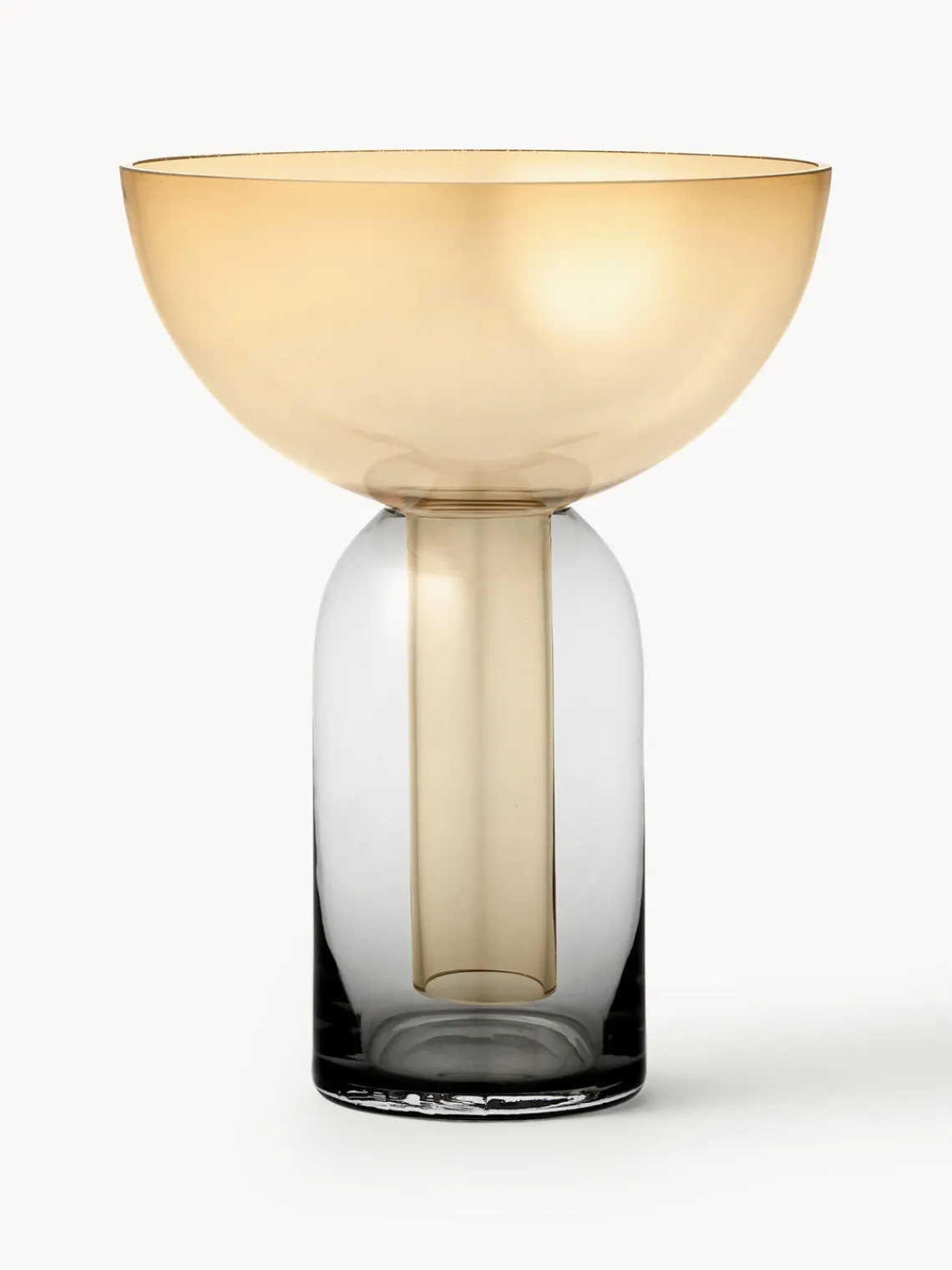 Online AYTM Vase en verre soufflé bouche Torus, haut. 20 cm Ocre, gris foncé, transparent