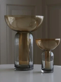 Online AYTM Vase en verre soufflé bouche Torus, haut. 20 cm Ocre, gris foncé, transparent