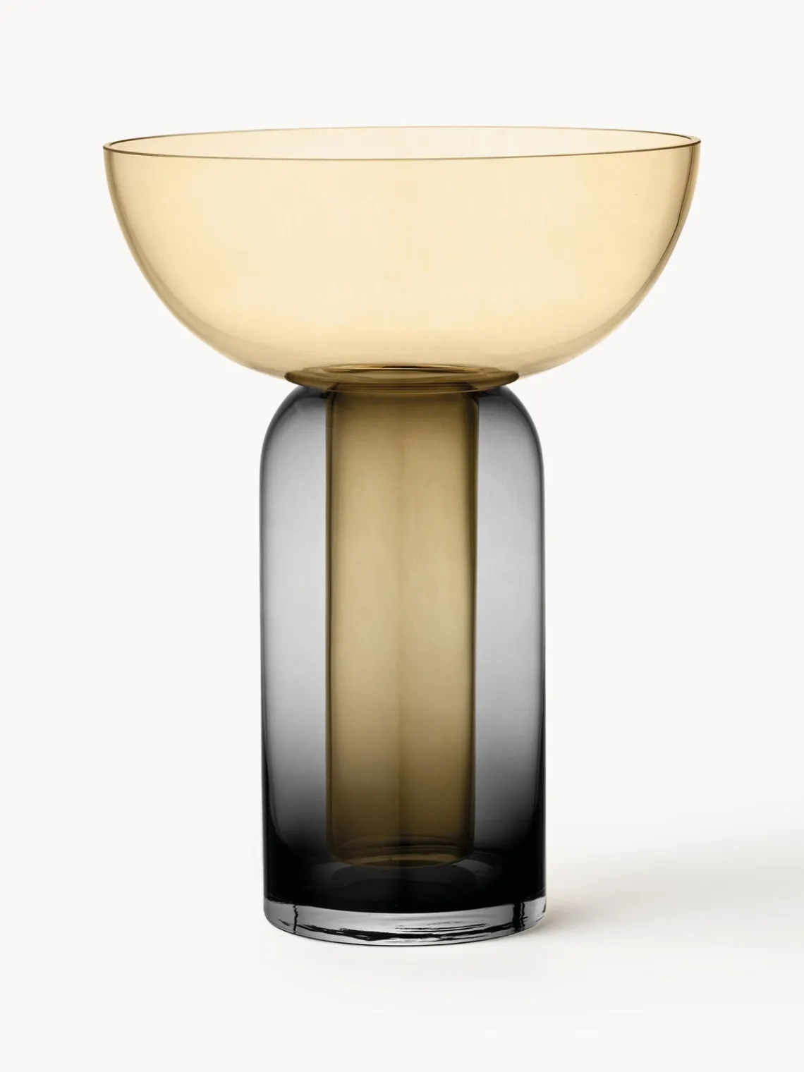 Online AYTM Vase en verre soufflé bouche Torus, haut. 33 cm Ocre, gris foncé transparent