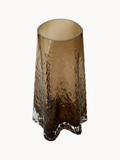 Best Cooee Design Vase en verre soufflé bouche avec surface structurée Gry, haut 30 cm Brun, translucide