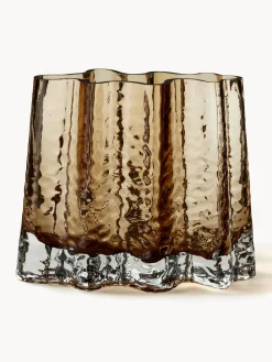 Clearance Cooee Design Vase en verre soufflé bouche avec surface structurée Gry, haut 19 cm Brun, translucide