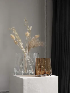 Clearance Cooee Design Vase en verre soufflé bouche avec surface structurée Gry, haut 19 cm Brun, translucide