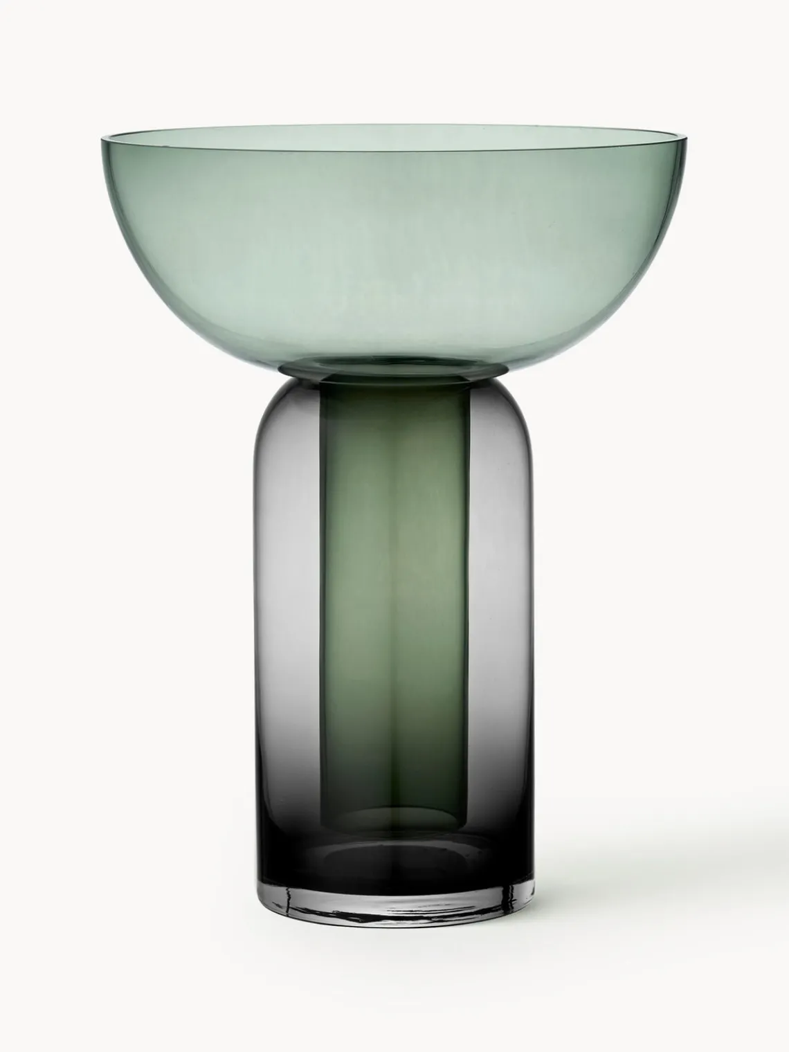 Best AYTM Vase en verre Torus, haut. 33 cm Vert foncé, gris foncé transparent