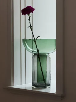 Best AYTM Vase en verre Torus, haut. 33 cm Vert foncé, gris foncé transparent