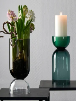 Fashion LAMBERT Vase fait main Vasari, haut. 32 cm Gris, transparent