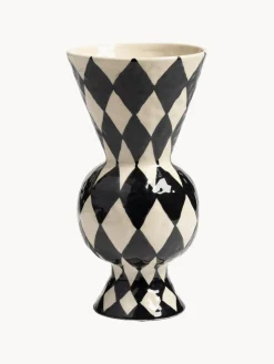Fashion &k Amsterdam Vase peint à la main Rhombic, haut. 30 cm Noir, blanc cassé