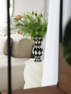 Fashion &k Amsterdam Vase peint à la main Rhombic, haut. 30 cm Noir, blanc cassé