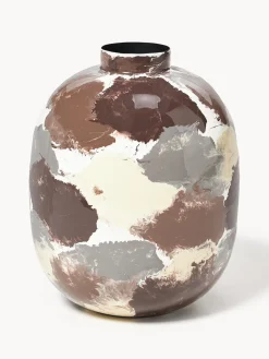 Sale Broste Copenhagen Vase peint à la main Thyra, haut. 31 cm Blanc crème, terracotta, lilas, lie de vin