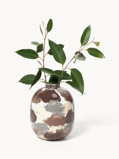 Sale Broste Copenhagen Vase peint à la main Thyra, haut. 31 cm Blanc crème, terracotta, lilas, lie de vin