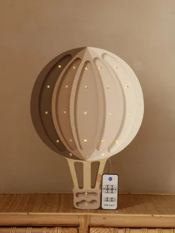 Sale Little Lights Veilleuse LED faite main avec minuterie et télécommande Hot Air Baloon, intensité lumineuse variable Taupe, beige clair, blanc