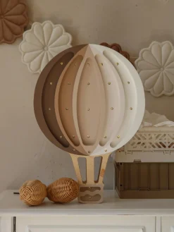 Sale Little Lights Veilleuse LED faite main avec minuterie et télécommande Hot Air Baloon, intensité lumineuse variable Taupe, beige clair, blanc