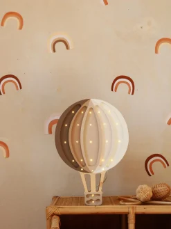 Sale Little Lights Veilleuse LED faite main avec minuterie et télécommande Hot Air Baloon, intensité lumineuse variable Taupe, beige clair, blanc