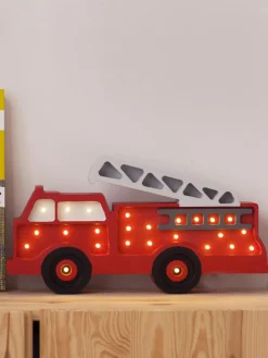 Outlet Little Lights Veilleuse LED faite main avec minuterie et télécommande Fire Truck, intensité lumineuse variable