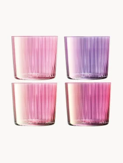Sale Lsa International Verre à eau en verre strié soufflé bouche Gems, 4 élém.