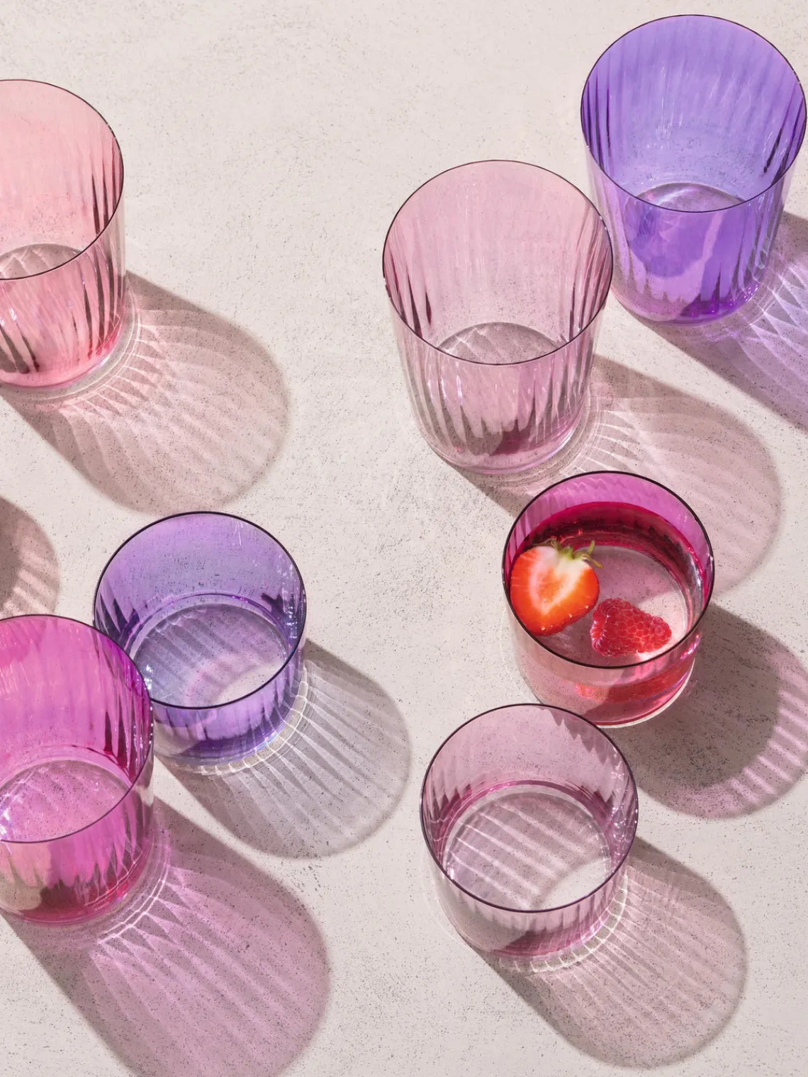 Sale Lsa International Verre à eau en verre strié soufflé bouche Gems, 4 élém.