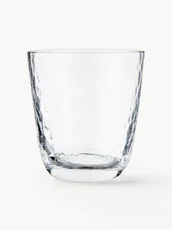 Fashion Broste Copenhagen Verre à eau soufflé bouche, surface lisse Hammered, 4 pièces Transparent