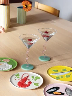Fashion &k Amsterdam Verres à cocktail Curve, 2 pièces Transparent, violet, vert clair