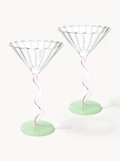 Fashion &k Amsterdam Verres à cocktail Curve, 2 pièces Transparent, violet, vert clair