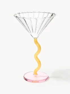 Discount &k Amsterdam Verres à cocktail Curve, 2 pièces Transparent, rose pâle, jaune soleil
