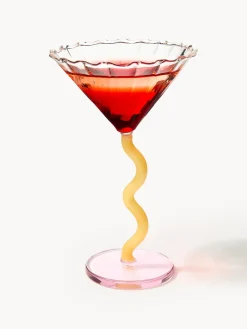 Discount &k Amsterdam Verres à cocktail Curve, 2 pièces Transparent, rose pâle, jaune soleil