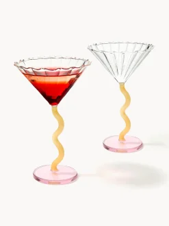 Discount &k Amsterdam Verres à cocktail Curve, 2 pièces Transparent, rose pâle, jaune soleil
