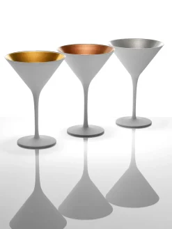 New Stölzle Lausitz Verres à cocktail en cristal mat Elements, 6 pièces Blanc, doré
