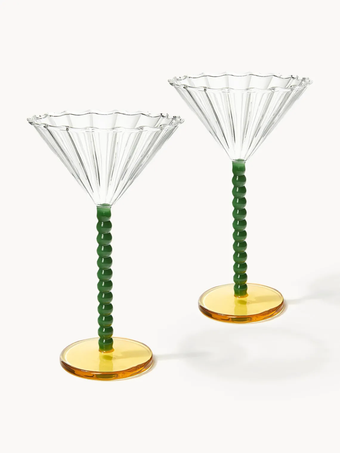 Online &k Amsterdam Verres à cocktail Perle, 2 pièces Transparent, vert foncé, orange