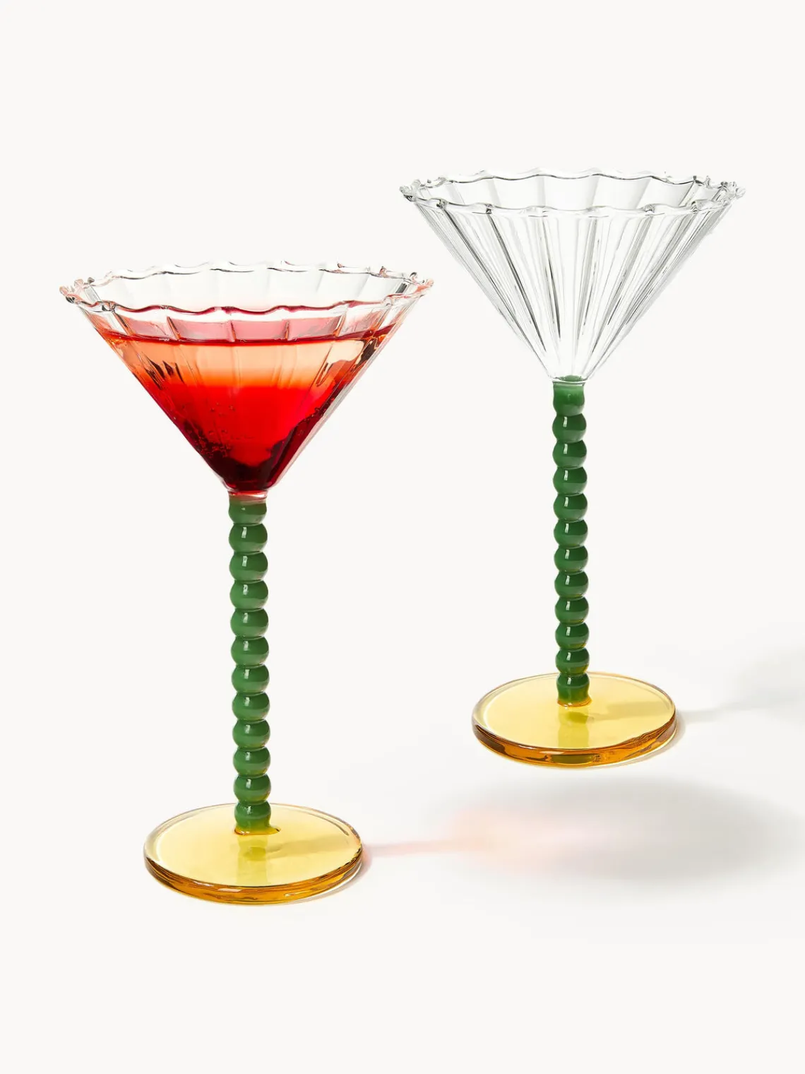 Online &k Amsterdam Verres à cocktail Perle, 2 pièces Transparent, vert foncé, orange
