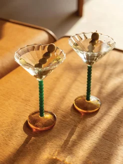 Online &k Amsterdam Verres à cocktail Perle, 2 pièces Transparent, vert foncé, orange