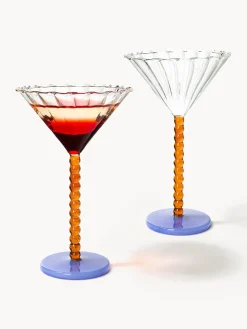 Sale &k Amsterdam Verres à cocktail Perle, 2 pièces Transparent, brun clair bleu