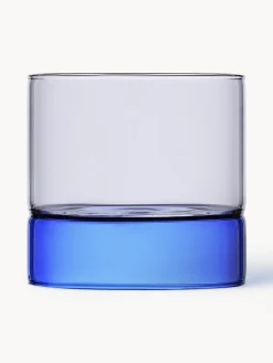 Outlet ICHENDORF Verres à eau artisanaux Bamboo Groove, 2 pièces Bleu, gris, transparent