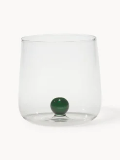 Hot zafferano Verres à eau artisanaux Bilia, 6 pièces Transparent, vert foncé