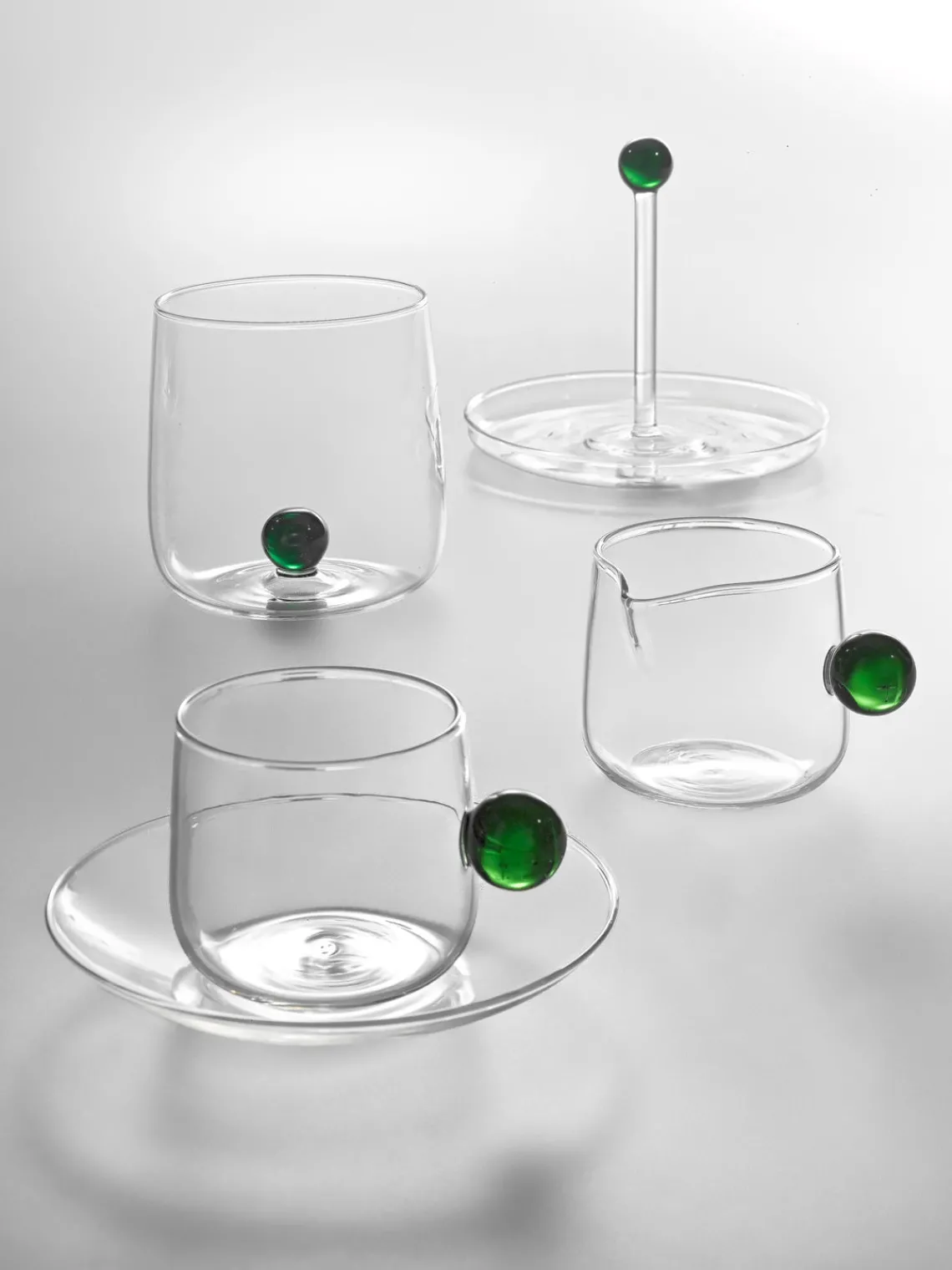 Hot zafferano Verres à eau artisanaux Bilia, 6 pièces Transparent, vert foncé